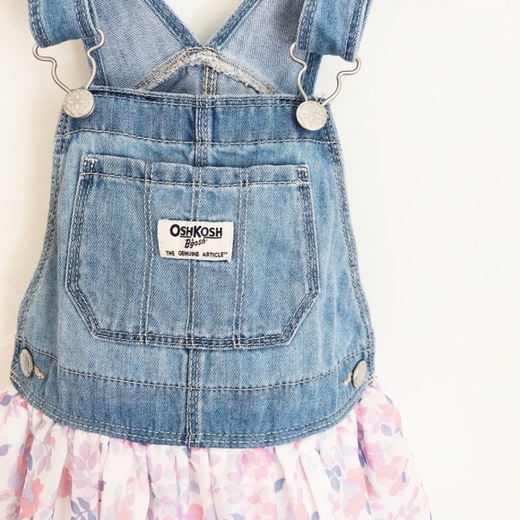 OshKosh Floral Denim Jumper Dress Size 3T - Picture 2 of 6